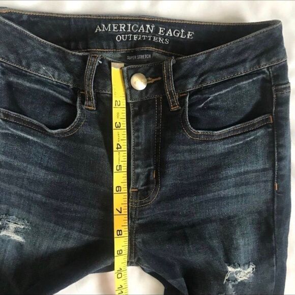 American Eagle Jeans Jegging Hi Rise Super Stretch Skinny 2 2R 26 x29 Ripped AEO - Picture 8 of 12